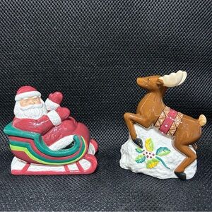 Mikasa Ceramic Christmas Wish Santa Reindeer Salt & Pep Shakers Original box